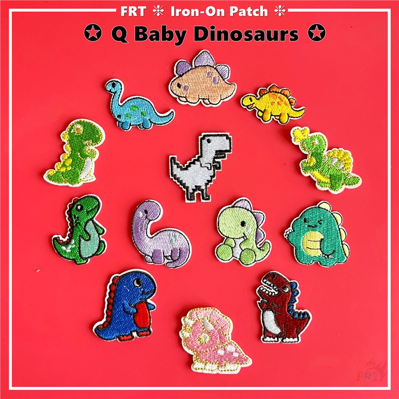 ☸ Q แผ่นแพทช์รีดติดเสื้อ ลายไดโนเสาร์ Q-2 สําหรับเด็ก ☸ แผ่นแพทช์รีดติดเสื้อ DIY 1 ชิ้น