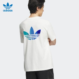 【พร้อมส่ง】เสื้อยืดแขนห้าส่วน ผ้าฝ้ายแท้ 100% พิมพ์ลายโลโก้ Adidas ทรงหลวม ขนาดใหญ่ สําหรับผู้ชาย IK8682