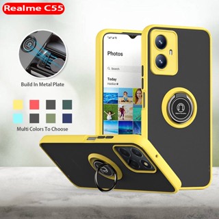 เคสมือถือ แบบแข็ง พร้อมแหวนขาตั้ง กันกระแทก สําหรับ Realme C55 Realme C55 case เคส