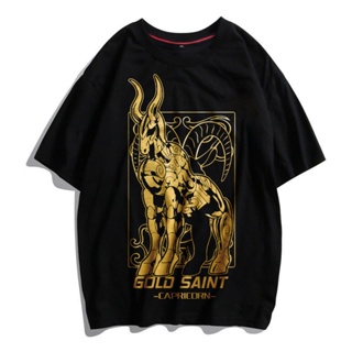 เสื้อยืดแขนสั้น Saint Seiya อะนิเมะ 12 กลุ่มดาวใหม่ unisex ผ้าฝ้ายแขนสั้นพิมพ์ลายแฟชั่น