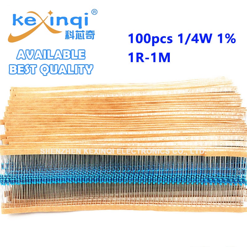 100pcs 1/4W โลหะฟิล์ม Resistor10KR 100KR 1MR 0.011R 0.33R 1.6KR 16KR 160KR 1.6MR 0.018R 0.18R 1.8R 1