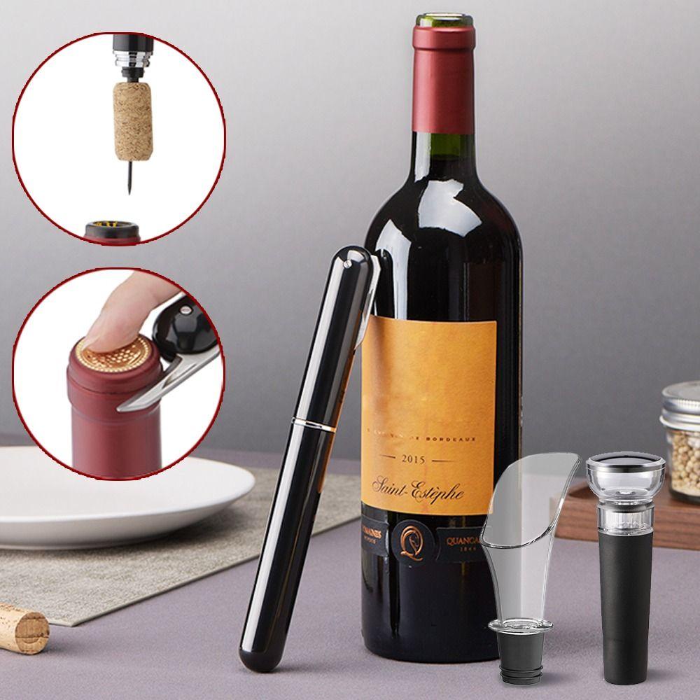 Summerr ไวน์ Corkscrew เครื่องมือห้องครัวอัพเกรด Air ความดันปั๊มตัดฟอยล์สแตนเลสสตีล Pin Finger Ring Openers กระเป๋าที่เปิดขวด - รูปที่ 4