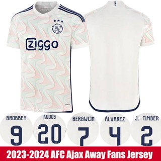 Fb 2023-2024 เสื้อยืดลําลอง แขนสั้น พิมพ์ลาย AFC Away Jersey Alvarez Timber Kudus Bergwijn Brobbey พลัสไซซ์ สําหรับทุกเพศ