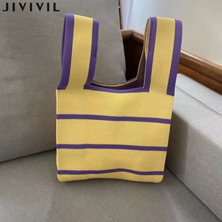 JIVIVIL·กระเป๋า Tote ขนาดใหญ่ความจุง่ายถักไหล่ข้างเดียวหลังเยื่อหุ้มหัวใจ