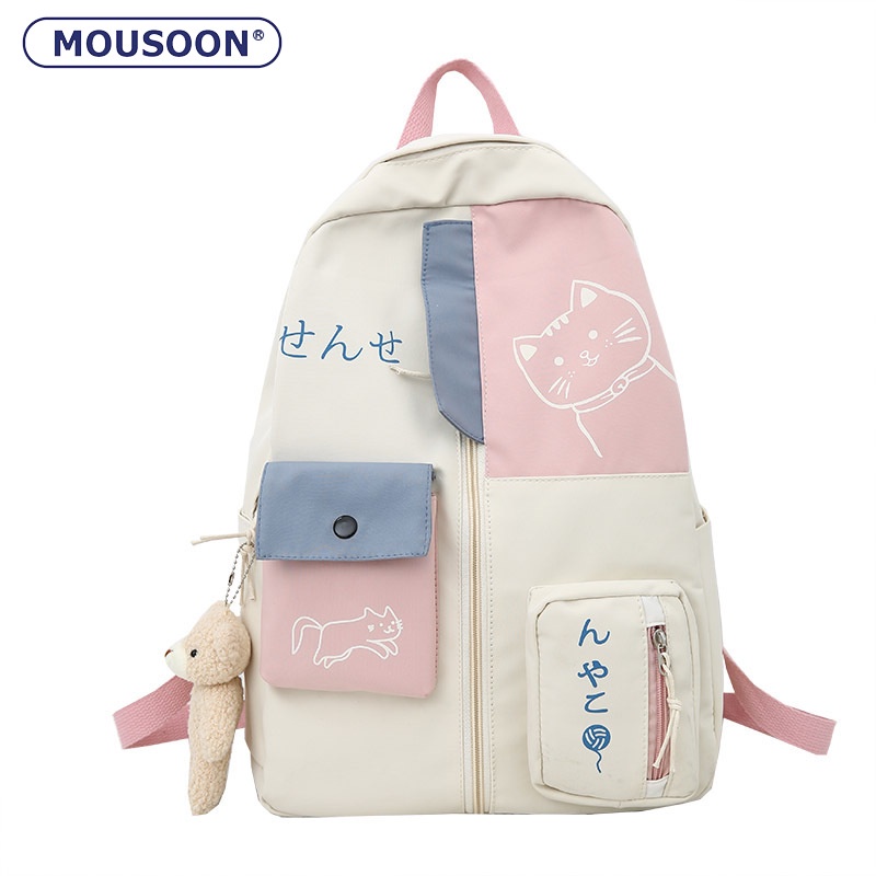 Mousoon กระเป๋าเป้สะพายหลังผู้หญิงลําลองความจุขนาดใหญ่กระเป๋านักเรียนนักเรียนกันน้ํา