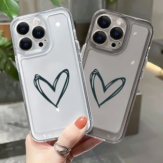 เคสโทรศัพท์มือถือแบบนิ่ม TPU ใส กันกระแทก กันรอยกล้อง ลายหัวใจ สําหรับ IPhone 11 14 13 12 Pro Max XS X XR 7 + 8 6 6S Plus