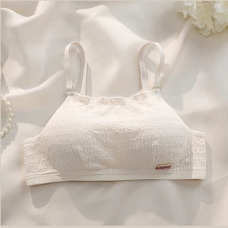 ✨w&c bras✨ผ้าฝ้าย 100% เสื้อชั้นในกันลื่นแบบท่อส่วนบางหน้าอกเล็กเสื้อชั้นในปรับได้ยกทรงสาว ny009