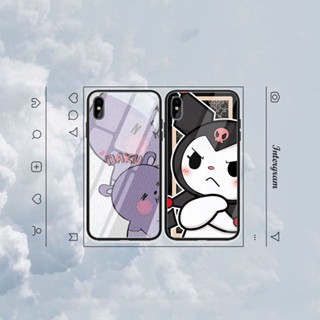 เคสโทรศัพท์มือถือกระจกนิรภัย ซิลิโคน กันกระแทก ลายการ์ตูน Kuromi Melody สําหรับ VIVO Y11 Y12 Y15 Y91C Y91 Y93 Y95 V9 Y85 Y89 V11 Y30 Y50