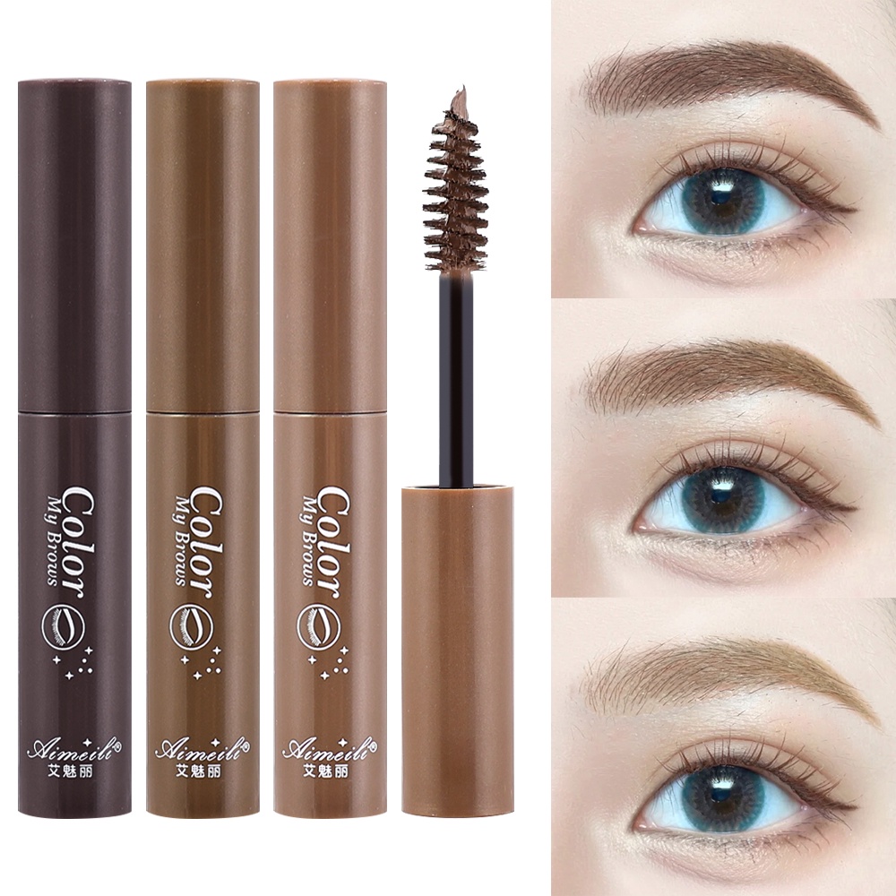 Aimeili สามมิติ ครีมทาคิ้ว / เด็กผู้หญิง สีน้ําตาล แห้งเร็ว แปรงเขียนคิ้ว เครื่องสําอาง / ครีมเขียนคิ้ว กันน้ํา ติดทนนาน
