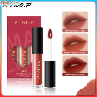 P.tw O.p 3ชิ้น/เซ็ต Matte Lip Tint Set Long Wearing Waterproof Lipstick Kit High Pigmented Lip Makeup | Timi1