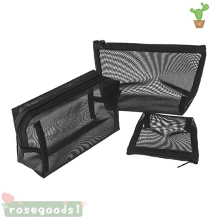 Rosegoods1 กระเป๋าเครื่องสําอาง กระเป๋าถือ ผ้าตาข่าย สําหรับผู้หญิง