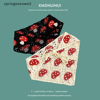 [springevenwell] ที่คาดผม ทรงสามเหลี่ยม ลายเห็ด สตรอเบอร์รี่ แฮนด์เมด ขนาดเล็ก