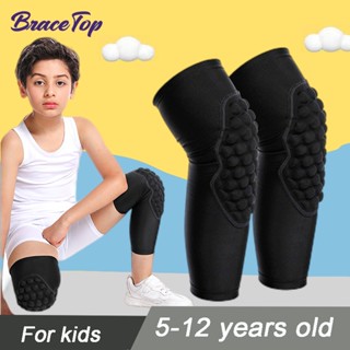 Bracetop สนับเข่าเด็ก 5-12 ปี สําหรับเล่นบาสเก็ตบอล สนับเข่า สนับเข่า สนับเข่า สนับเข่า สําหรับฟุตบอล วอลเลย์บอล ซอฟท์บอล เทนนิส ขี่จักรยาน 1 ชิ้น