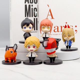 ตุ๊กตาฟิกเกอร์ PVC รูปการ์ตูนอนิเมะ Denji Makima Aki Pochita Q Version 6 ชิ้น