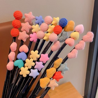 ยางรัดผม ประดับลูกบอล สีหวาน สําหรับเด็กผู้หญิง