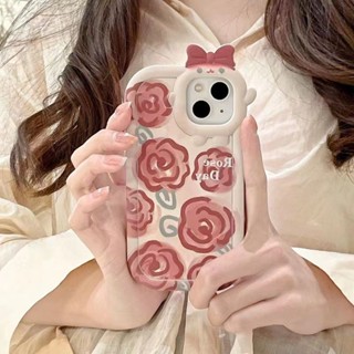 เคสโทรศัพท์มือถือ ลายดอกกุหลาบ สีชมพูเข้ม สําหรับ IPhone 7 7plus 8 8plus Xs XR 11 12 13 14 Pro Plus Promax