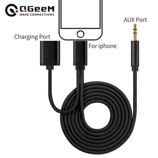 Qgeem 2-in-1 สายชาร์จ USB AUX สําหรับ iphone