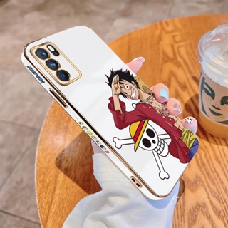 เคส OPPO Reno 5 6 Z Pro 5G R17 Pro เคสโทรศัพท์มือถือ แบบนิ่ม ขอบสี่เหลี่ยม พิมพ์ลาย D.Luffy หรูหรา