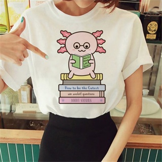 เสื้อยืด พิมพ์ลายกราฟฟิค อนิเมะ Axolotl สไตล์ฮาราจูกุ สําหรับผู้หญิง