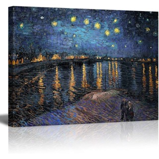 Starry Night Over The Rhone By Van Gogh ผ้าใบตกแต่งผนัง X 807