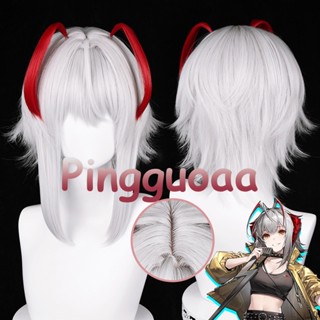 【Manmei】Arknights Ambience Synesthesia W Cosplay Wig 37cm Red Highlights Silver Wigs Heat Resistant Synthetic Hair Simulated Scalp Wigs