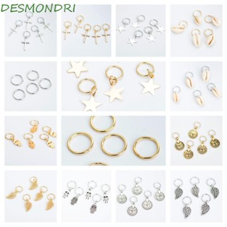 Desmondri 5 ชิ้น / เซต แหวนผม เครื่องประดับตกแต่ง ดาว สีเงิน เดรดล็อก อุปกรณ์เครื่องมือโลหะผสม ผม ข้อมือ สําหรับผู้หญิง