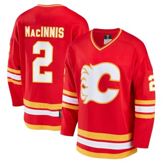 เสื้อกีฬาแขนยาว ลาย HQ1 NHL Red Calgary Flames Retro Jersey Al Macinnis Hockey พลัสไซซ์ QH1