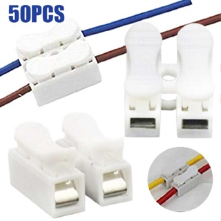 New 50pcs Quick Fix Spring Terminal Block Push-in Screwless Wire Connector White