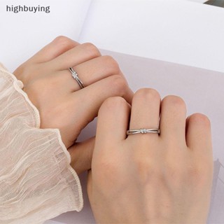 [highbuying] แหวนคู่รัก ประดับเพทาย ปรับได้ เรียบง่าย สําหรับแฟนสาว พร้อมส่ง