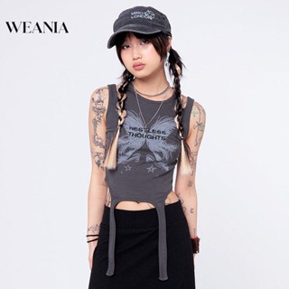 Weania-2 เสื้อกล้ามครอป พิมพ์ลาย สไตล์ Y2k สําหรับผู้หญิง