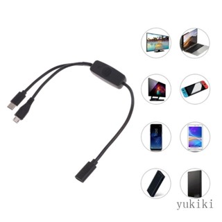 Kiki 2 In1 สายเคเบิล USB C Type C เป็น Type C Micro USB สายชาร์จ USB C สําหรับโต๊ะโทรศัพท์