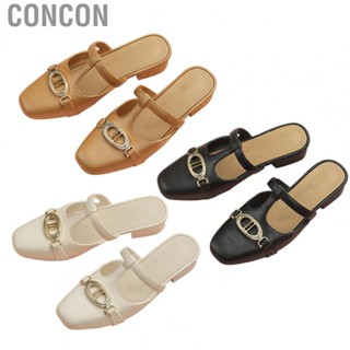 Concon Backless Slippers  Wrap Toe Flat Half Skin Friendly Fashionable for Outdoor