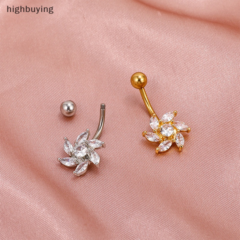 [highbuying] แฟชั่น คุณภาพสูง สะดือ หน้าท้อง ปุ่ม แหวน ท้อง ร่างกาย เครื่องประดับ ดอกไม้ ท้อง กระดุม เล็บ ใหม่ พร้อมส่ง