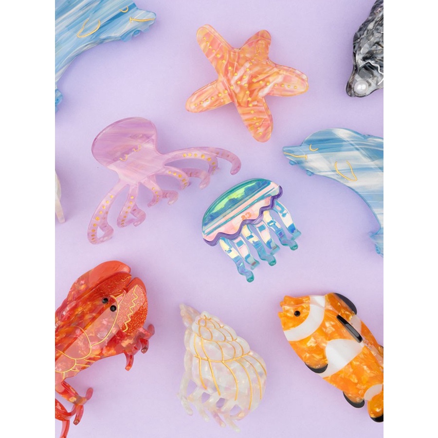 กิ๊บติดผมหญิงน่ารัก Sea Life Series กิ๊บติดผม Acetate Octopus ปลาดาวกุ้งก้ามกรามคลิปหอยนางรมอุปกรณ์เสริมผม