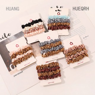 Hueqrh 4 ชิ้น / เซต ซาติน ผม Scrunchies ชุดวินเทจ สีพื้น ยืดหยุ่น ยางรัดผมหางม้า เชือกผม แฟชั่น เครื่องประดับผม