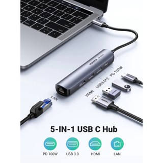 UGREEN 10919 ULTRA SLIM 5-IN-1 USB C HUB WITH ETHERNET AND HDMI