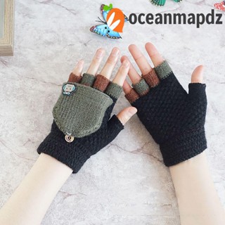 OCEANMAPDZ ถุงมือครึ่งนิ้ว แบบหนา ป้องกันความเย็น สไตล์เกาหลี แฟชั่นฤดูใบไม้ร่วง ใช้งานกลางแจ้ง สําหรับเด็กผู้หญิง