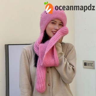 OCEANMAPDZ หมวกบีนนี่ ผ้าวูลถัก ผ้ากํามะหยี่ กันลม ให้ความอบอุ่น สีพื้น สําหรับขี่จักรยาน