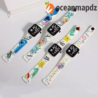 Oceanmapdz นาฬิกาข้อมือดิจิทัล LED พิมพ์ลายการ์ตูนปิกาจู คิตตี้ แฟชั่น สําหรับเด็ก ฟิตเนส