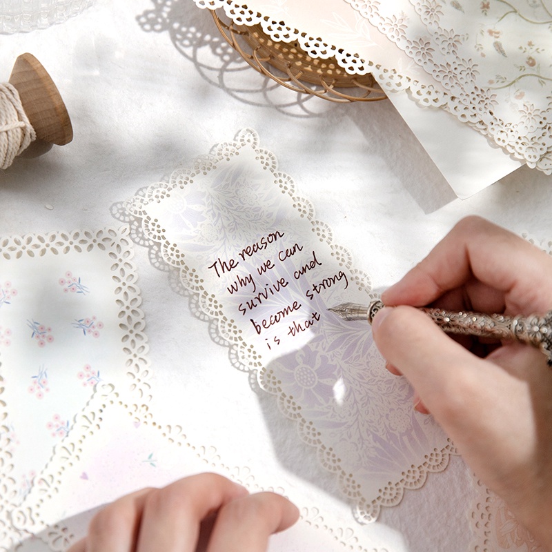 10 ชิ้นลูกไม้วัสดุกระดาษ Workshop Foundation ดอกไม้ Rose การเขียนโรงเรียน handmade Memo อุปกรณ์โน้ตบุ๊ค 110*145 มม.
