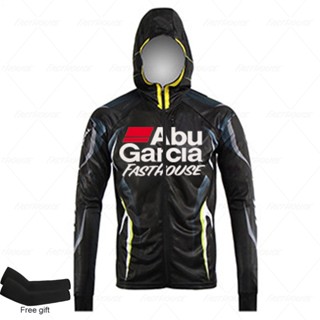 Abugarcia เสื้อฮู้ดแขนยาว แห้งเร็ว สีดํา สําหรับผู้ชาย ไซซ์ S-3XL