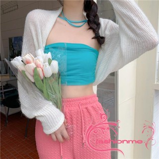 Fashionme- เสื้อคาร์ดิแกนแขนยาว ผ้าถัก กันแดด สีพื้น สําหรับผู้หญิง