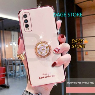 เคสโทรศัพท์มือถือ TPU แบบนิ่ม ชุบไฟฟ้า ประดับคริสตัล สําหรับ VIVO Y20 Y20i Y20s Y12s Y20s G 2021