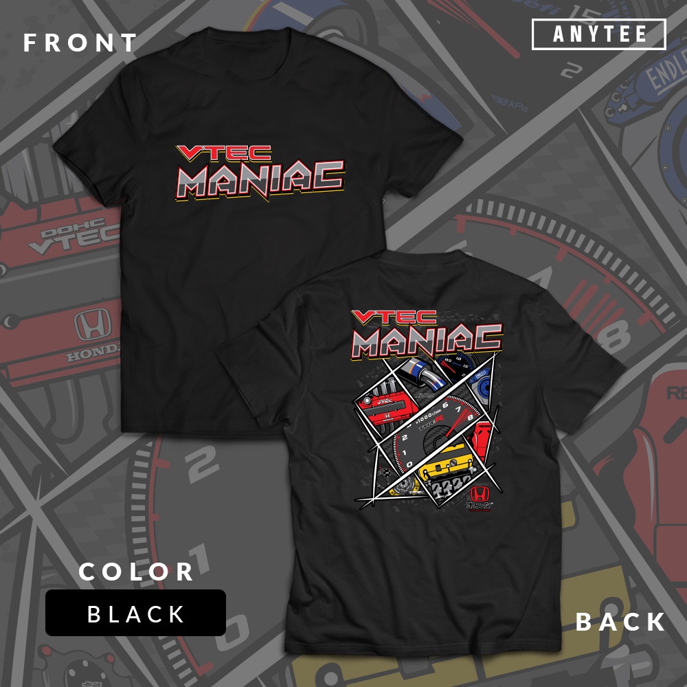 เสื้อยืด เสื้อยืด พิมพ์ลายรถยนต์ Honda Civic Engine Vtec Maniac Type R JDM THDM ANYTEE_07