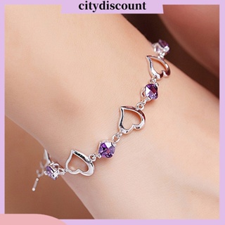 &lt;citydiscount&gt; สร้อยข้อมือ ชุบเงิน ประดับพลอยเทียม ปรับขนาดได้ เครื่องประดับแฟชั่น สําหรับผู้หญิง