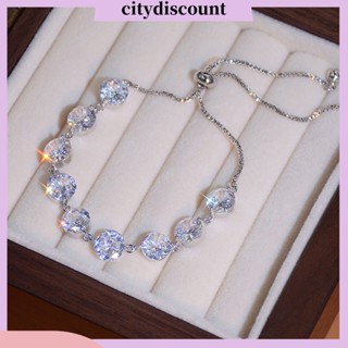 &lt;citydiscount&gt; สร้อยข้อมือ ประดับลูกปัด พลอยเทียม สีเงิน ปรับได้ เครื่องประดับแฟชั่น