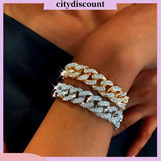 &lt;citydiscount&gt; กําไลข้อมือ ประดับพลอยเทียม ชุบไฟฟ้า ไม่เป็นสนิม แนวสตรีท เครื่องประดับ สําหรับผู้หญิง