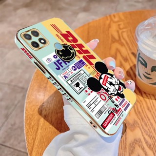 เคส OPPO A8 A15 A15S A31 A32 A33 A53 A73 A93 2020 A52 A92 A92S Reno4 Z 5G เคสโทรศัพท์มือถือนิ่ม ขอบสี่เหลี่ยม พิมพ์ลายมิกกี้เมาส์ หรูหรา