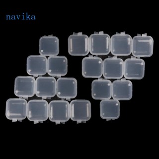Nav กล่องพลาสติกใส ขนาดเล็ก พร้อมฝาปิด สําหรับเก็บลูกปัด เครื่องประดับ งานฝีมือ 20 ชิ้น