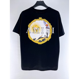 【พร้อมส่ง】AMIRI เสื้อยืดคอกลม แขนสั้น ผ้าฝ้าย ทรงหลวม พิมพ์ลายดวงอาทิตย์ สําหรับผู้ชาย และผู้หญิง